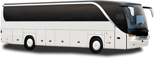 a plain white charter bus